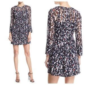 Club Monaco Dress Size 0 XS Delaynee Silk Sheer Chiffon Long Sleeve